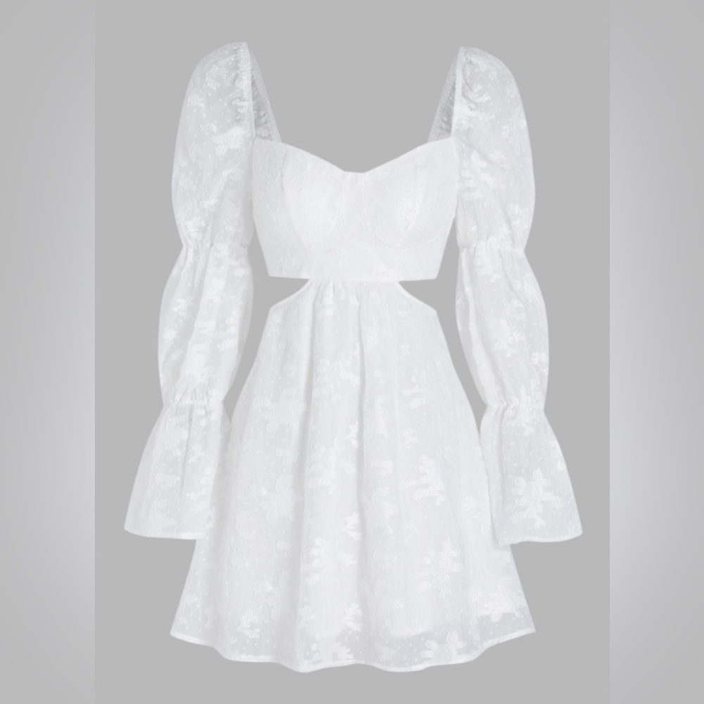 Cider - Floral Jacquard Cut Out Mini Dress